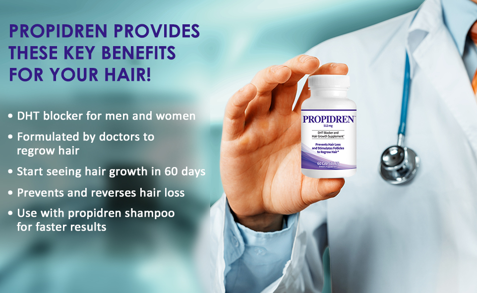 PROPIDREN Hair Growth Loss Vitamins DHT Blocker Biotin Saw Palmetto Supplement