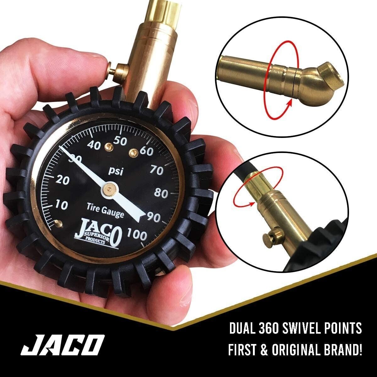 JACO ElitePRO Tire Pressure Gauge - 100 PSI - Heavy Duty Tyre - FRESH MELB STOCK