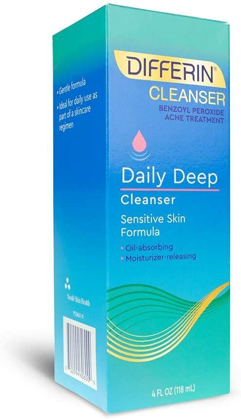 Differin Daily Deep Acne Cleanser Sensitive Skin Care 5% Benzoyl Peroxide 118ml