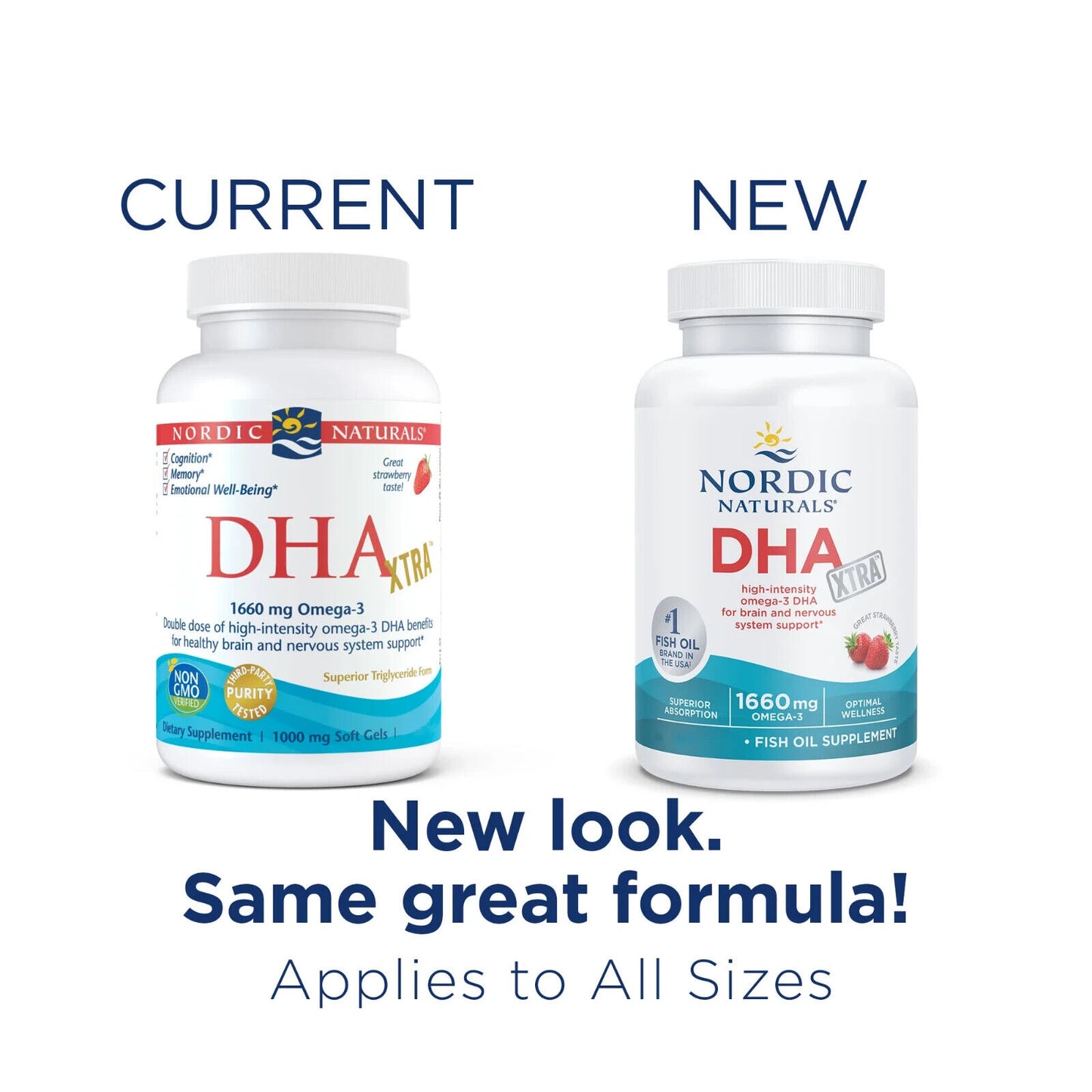 NORDIC NATURALS DHA XTRA 1660mg Omega-3 EPA/DHA Fish Oil 60 Soft Gels Strawberry