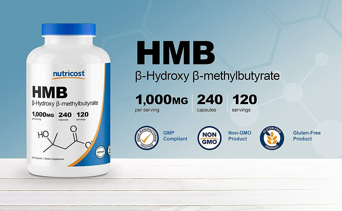 Nutricost HMB 1000mg 120 or 240 Caps MEGA VALUE Pack PREMIUM Quality MELB STOCK