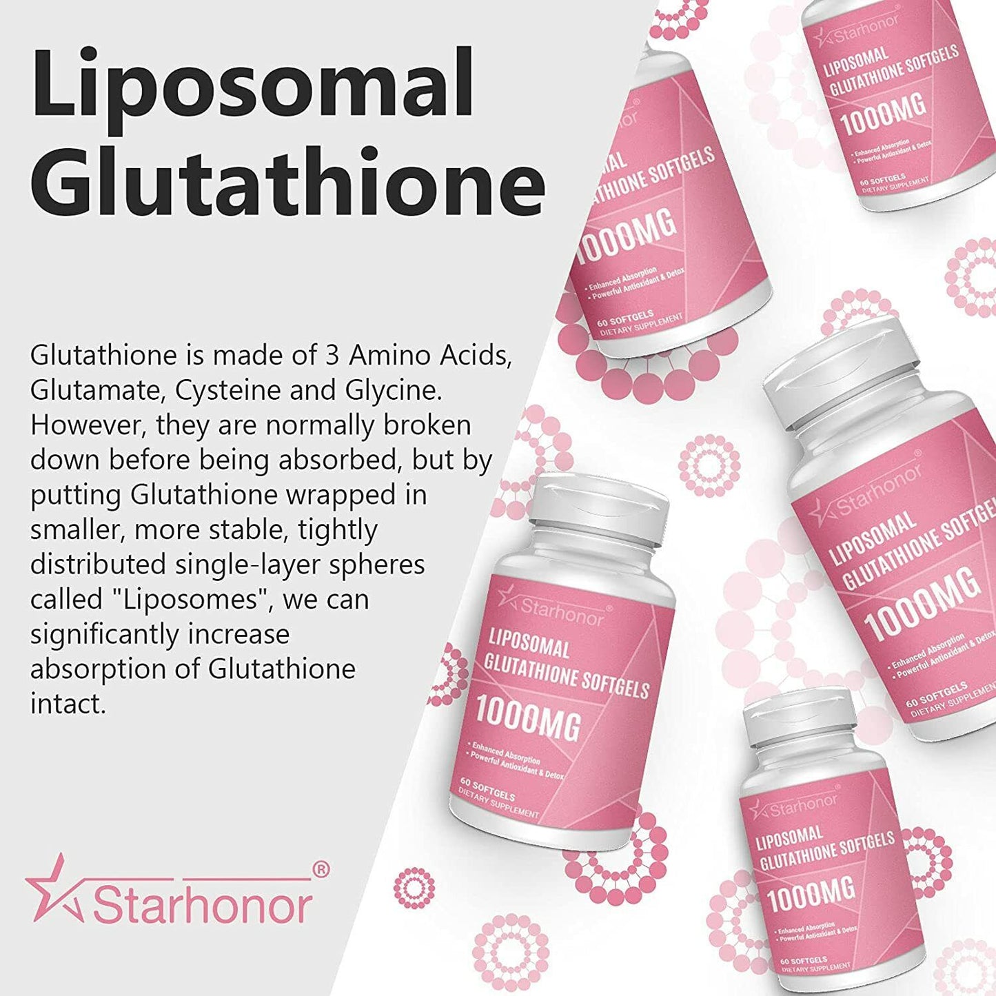 LIPOSOMAL GLUTATHIONE 1000mg 60 Gels ULTRA STRENGTH Anti-Aging Skin Whitening!