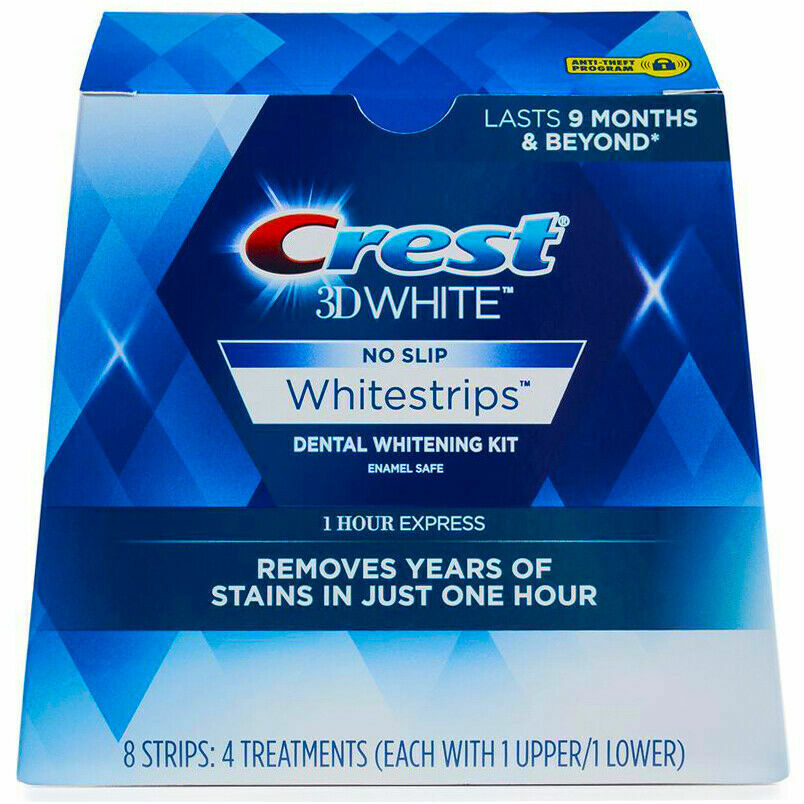 Crest 3D 8 x 1 Hour Express Teeth Whitening Strips White (4 Pouches) SEALED BOX