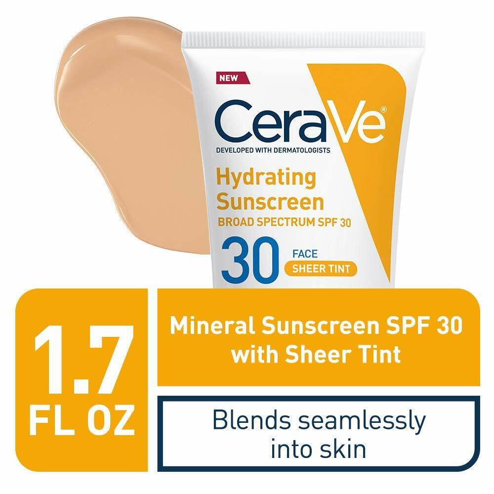 CeraVe Tinted Hydrating Mineral Face Sunscreen Lotion SPF30 Sheer Tint 50mL NEW