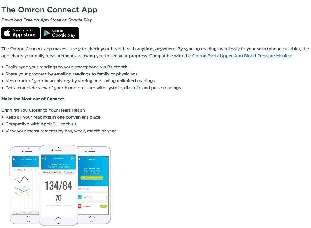 OMRON BP7000 Evolv Bluetooth Wireless Upper Arm Blood Pressure Monitor BRAND NEW