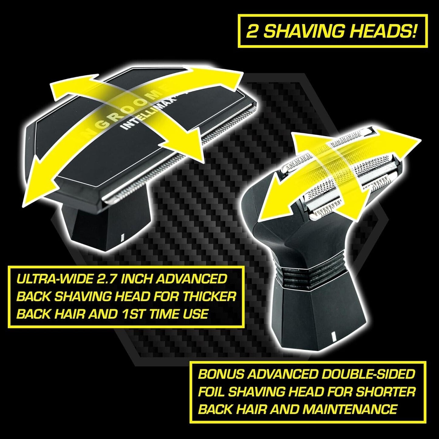 MANGROOMER INTELLIMAX PRO - WIDE HEAD Back Shaver - Shock Absorber Power Burst