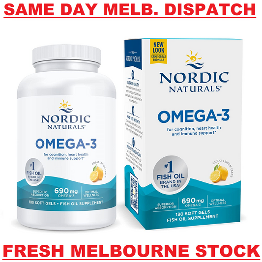 NORDIC NATURALS Omega-3 690mg EPA & DHA Fish Oil - Lemon Flavour - 180 Soft Gels