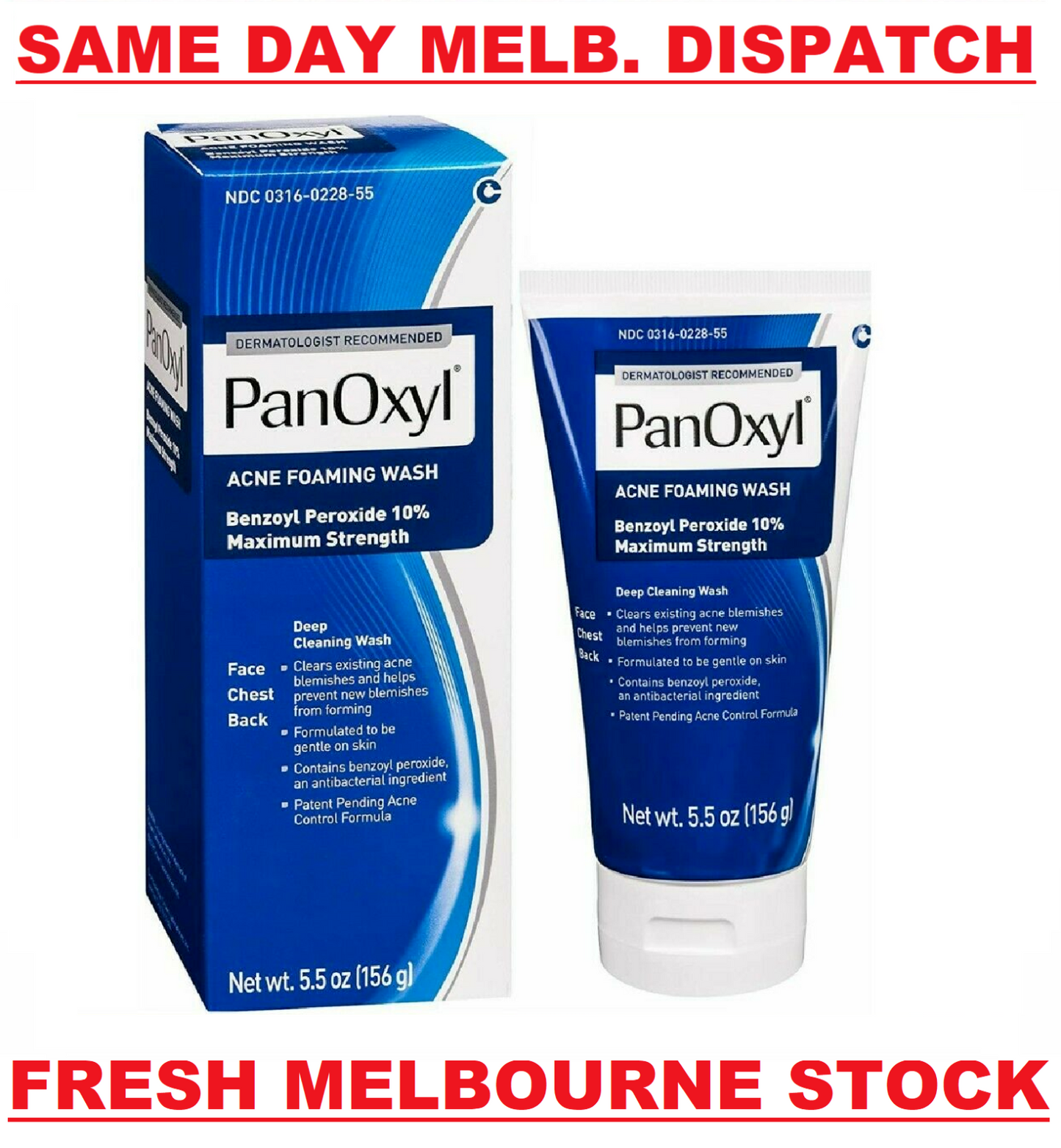 PanOxyl Benzoyl Peroxide 10% Foaming Acne Wash Skin Care - 156g - BRAND NEW