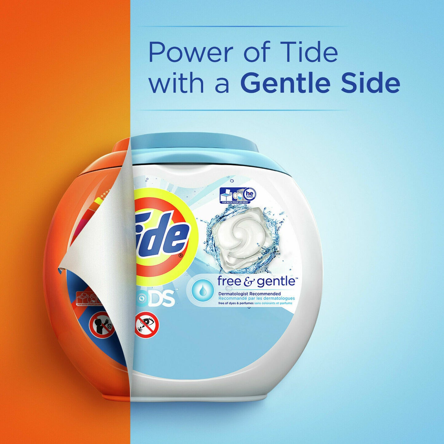 Tide PODS Laundry Detergent Liquid 96 Pacs Capsules Free & Gentle - Scent Free