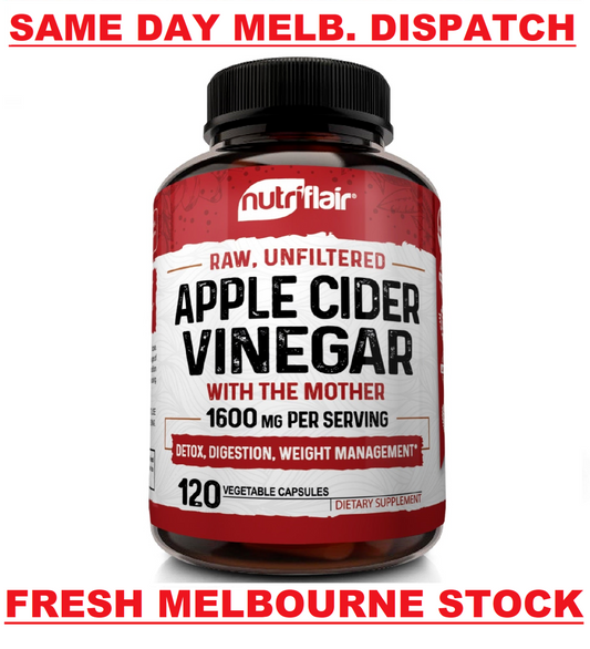 NutriFlair Apple Cider Vinegar 120 Capsules, Weight Loss & Metabolism Supplement