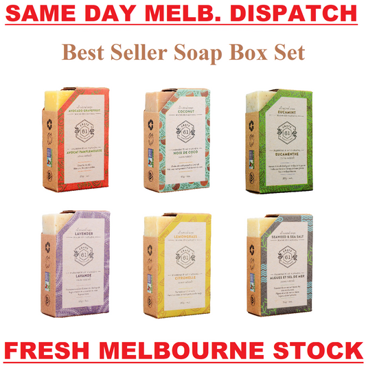 Crate 61 Vegan Natural Handmade Bar Soap - Best Seller Variety Set - 6 x 110g