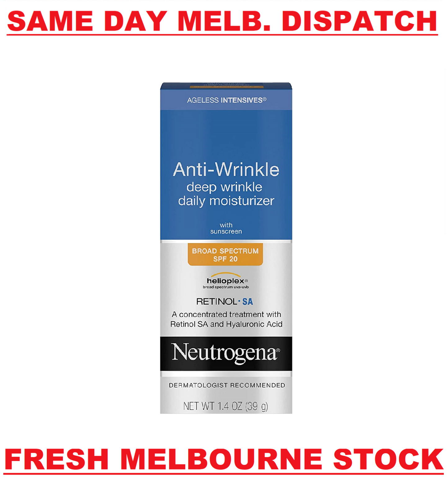 Neutrogena Anti Wrinkle Deep Daily Moisturiser + Sunscreen SPF 20 Retinol SA 39g