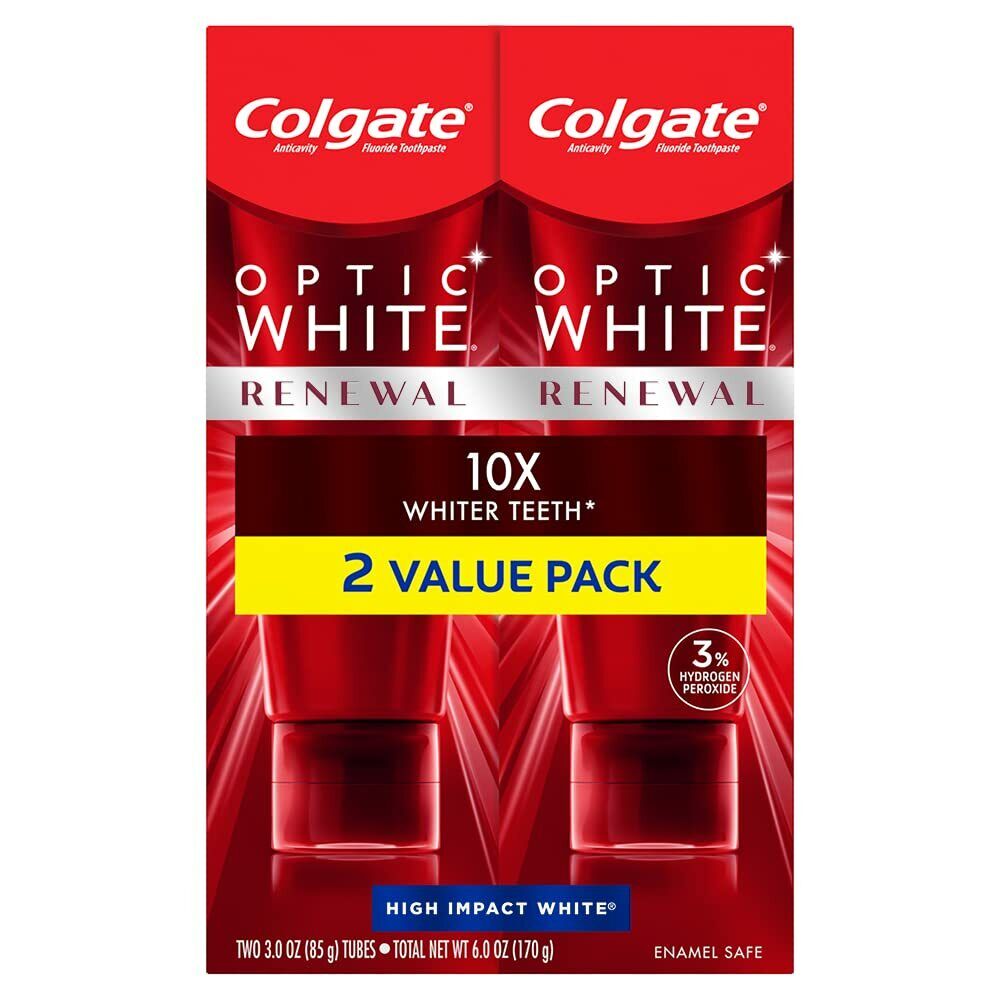 Colgate 2 x 85g Pack Optic White Renewal High Impact Teeth Whitening Toothpaste