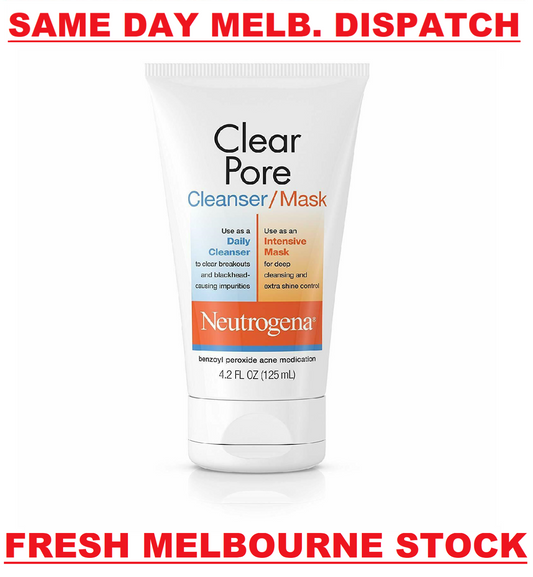 Neutrogena Clear Pore 2-in-1 Acne Cleanser & Face Mask - Benzoyl Peroxide 125mL