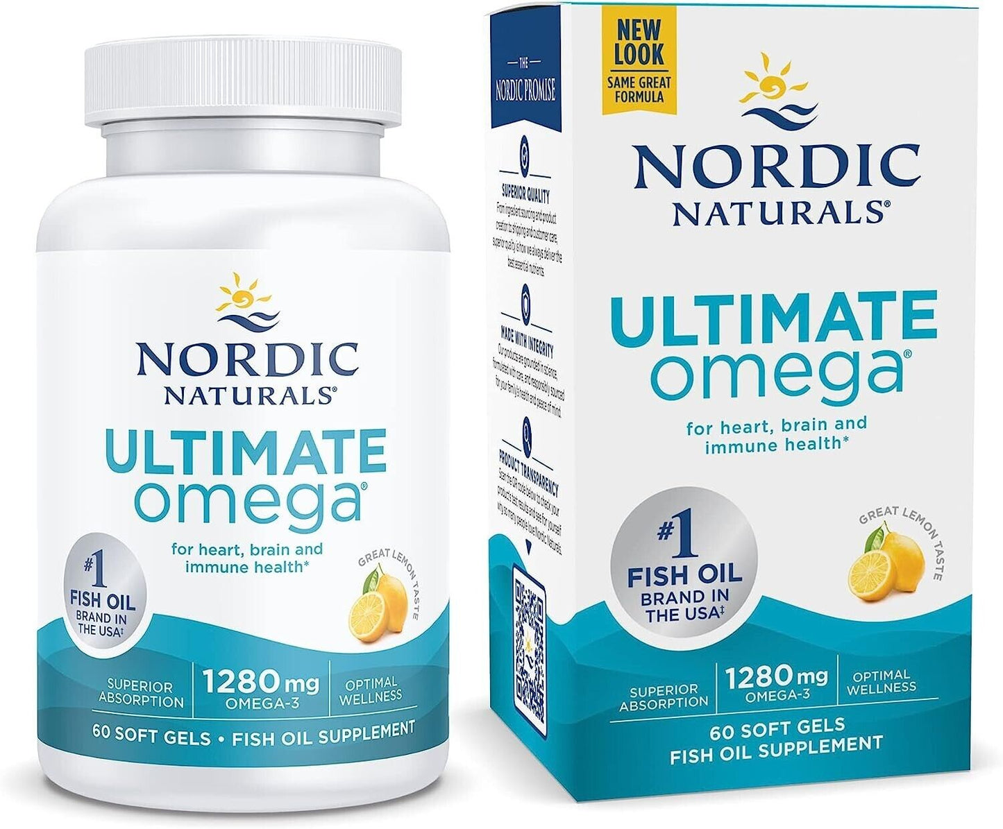 NORDIC NATURALS Ultimate Omega 1280mg EPA & DHA Fish Oil - 60 Soft Gels Lemon