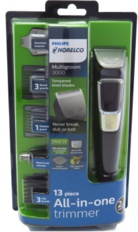 Philips Norelco Multigroom All-In-One Shaver 3000, 13 attachment trimmer, MG3750