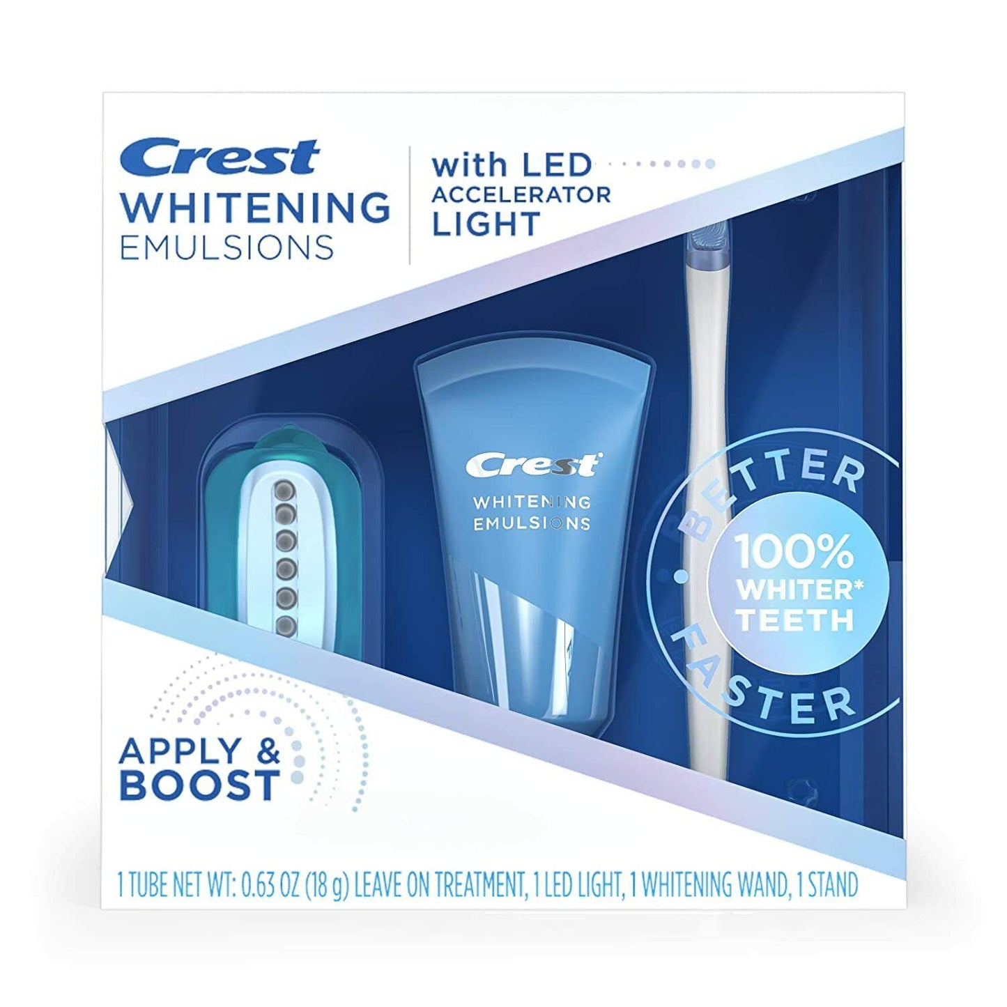 Crest Teeth Whitening Gel - Express White Bleaching Kit + LED LIGHT 18g NEW