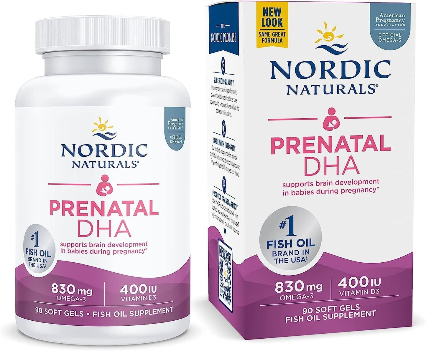 NORDIC NATURALS Prenatal DHA 830mg Omega-3 + 400 IU Vitamin D3 - 90 Soft Gels