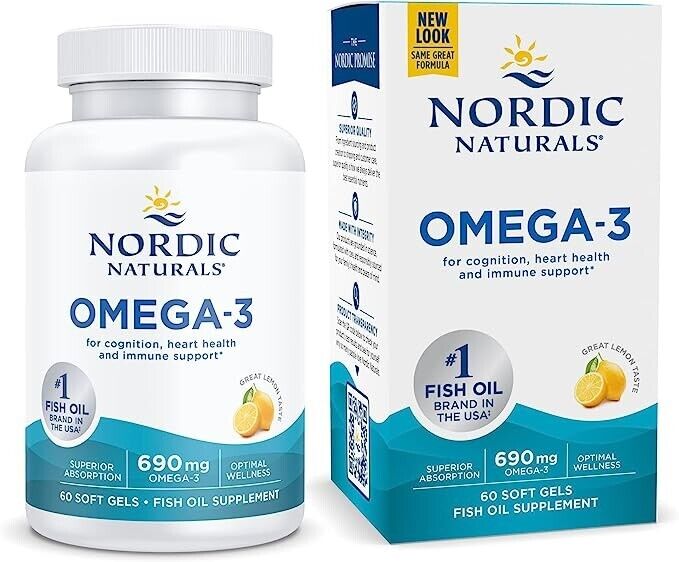 NORDIC NATURALS Omega-3 690mg EPA & DHA Fish Oil - Lemon Flavour - 60 Soft Gels