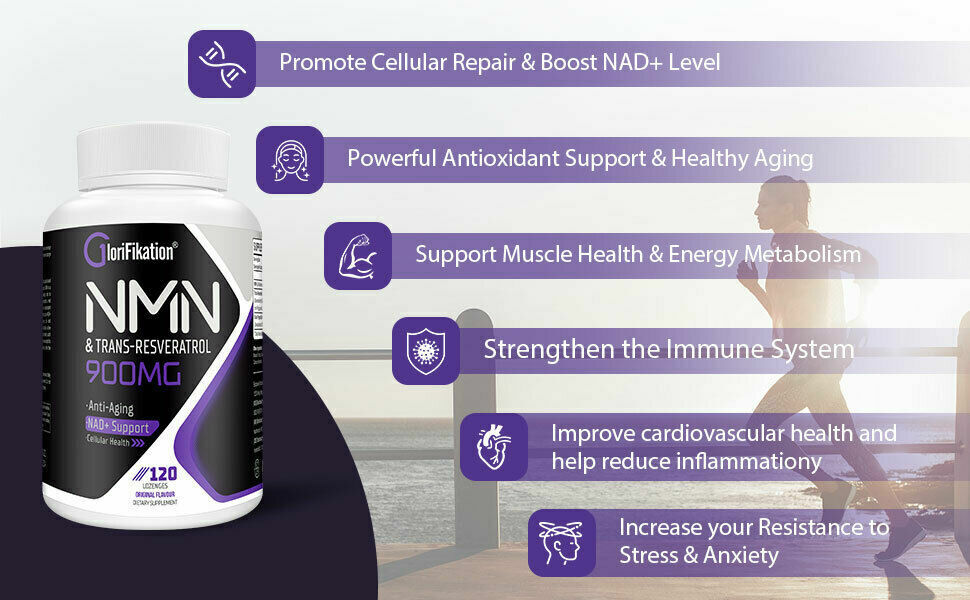 NMN 500mg + Resveratrol 400mg NAD+ ANTI-AGING 120 Lozenges - FREE EXPRESS POST