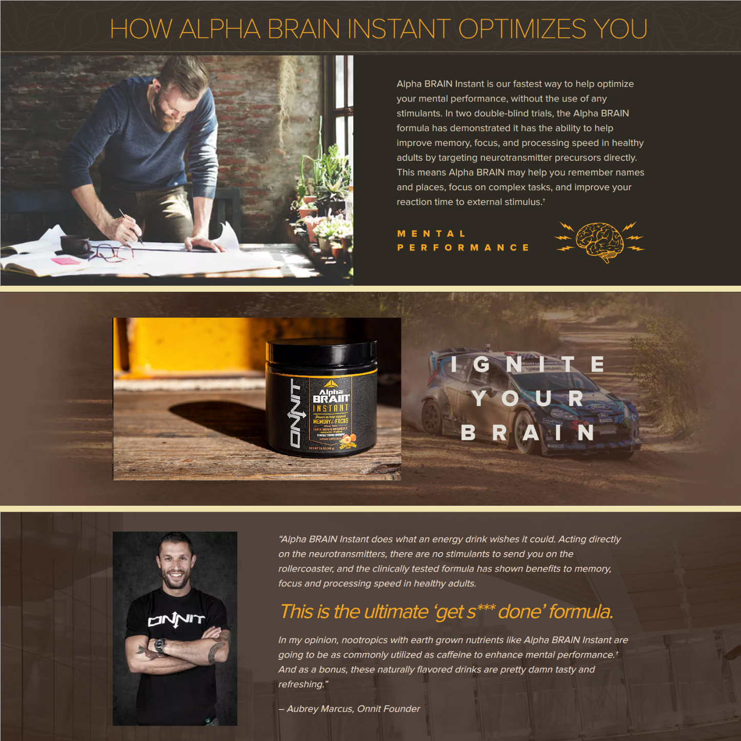 Onnit Alpha Brain INSTANT NOOTROPIC DRINK 108g Tub GPC Huperzine Joe Rogan JRE