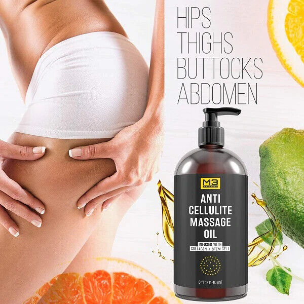 M3 NATURALS ANTI CELLULITE MASSAGE OIL Collagen + Stem Cells 240mL FREE EXPRESS