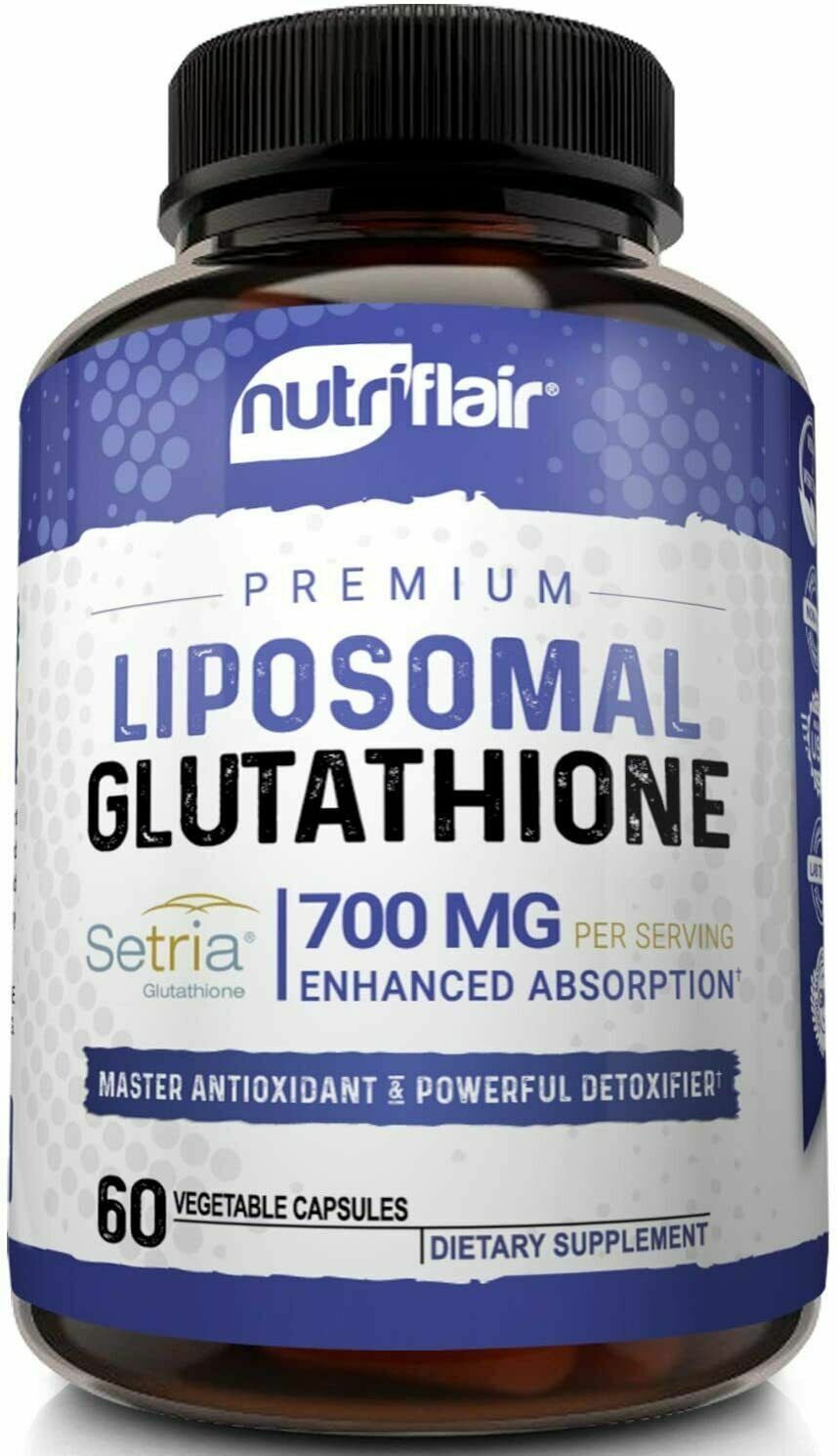 Liposomal Glutathione Setria 700mg 60 Caps NutriFlair DOUBLE STRENGTH & REDUCED