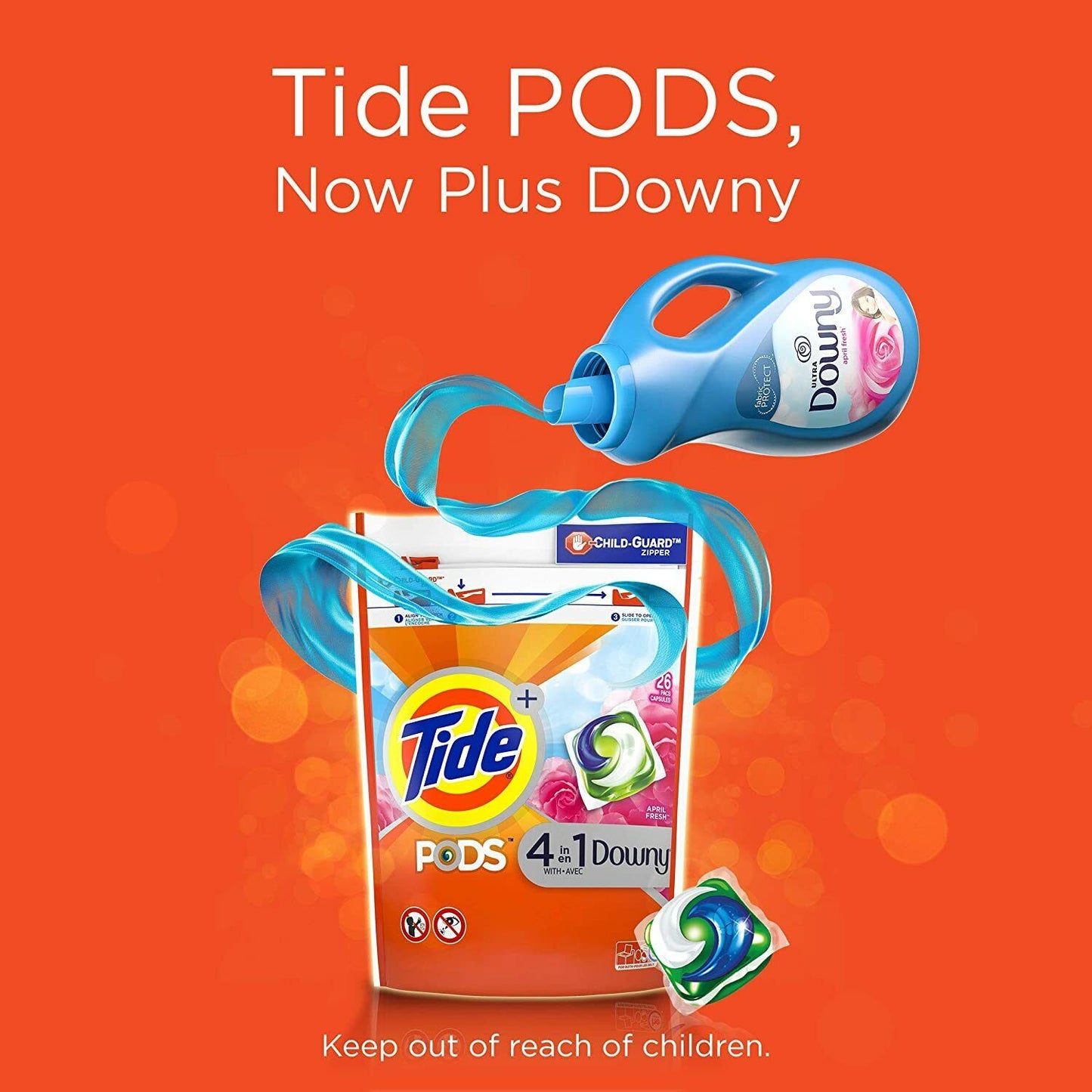 Tide PODS Laundry Detergent Liquid 73 Pacs Capsules April Fresh 4-in-1 Downy 2KG