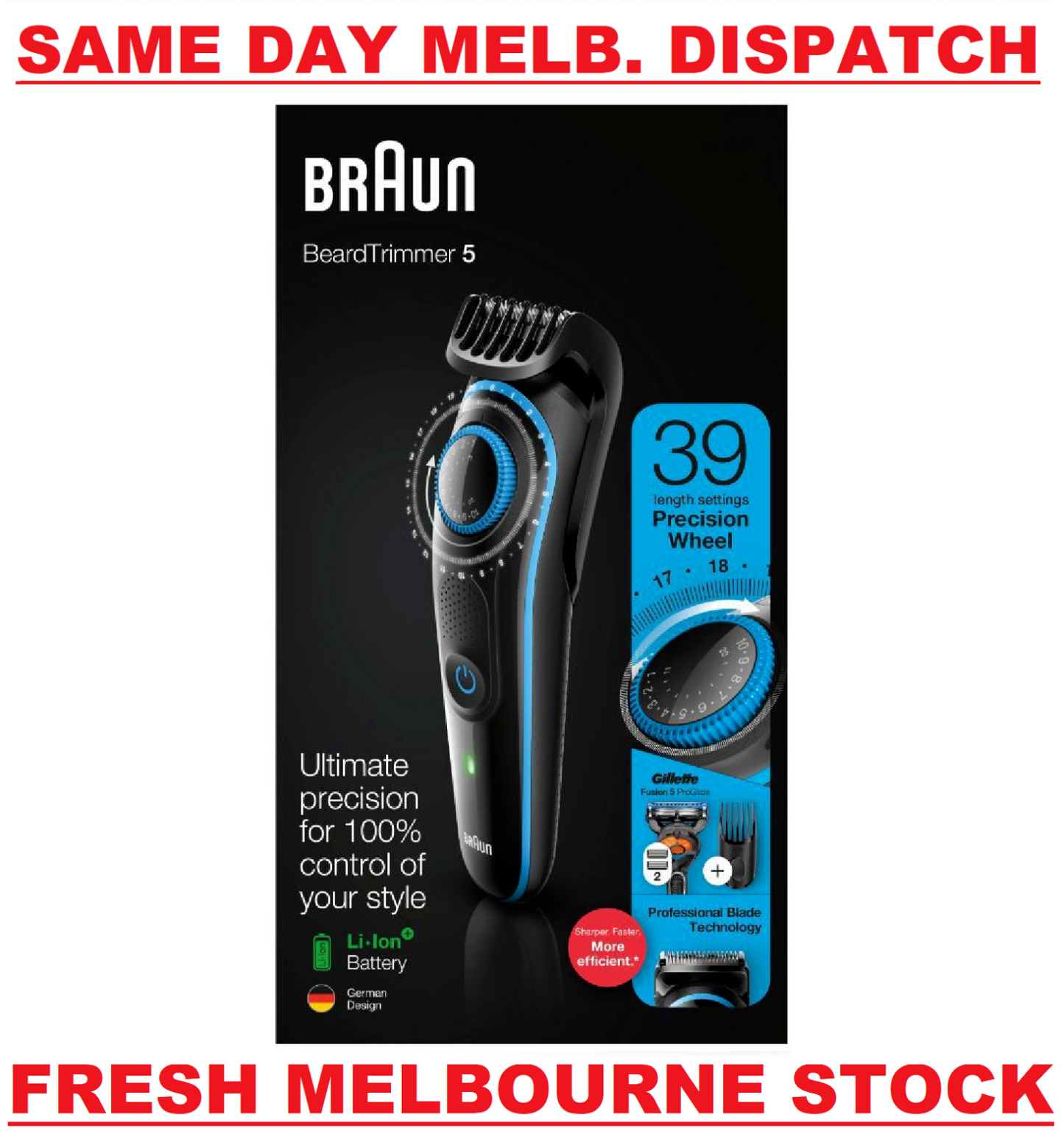 Braun Beard Trimmer Series 5 BT5240 - Cordless Rechargeable Hair Clipper Shaver