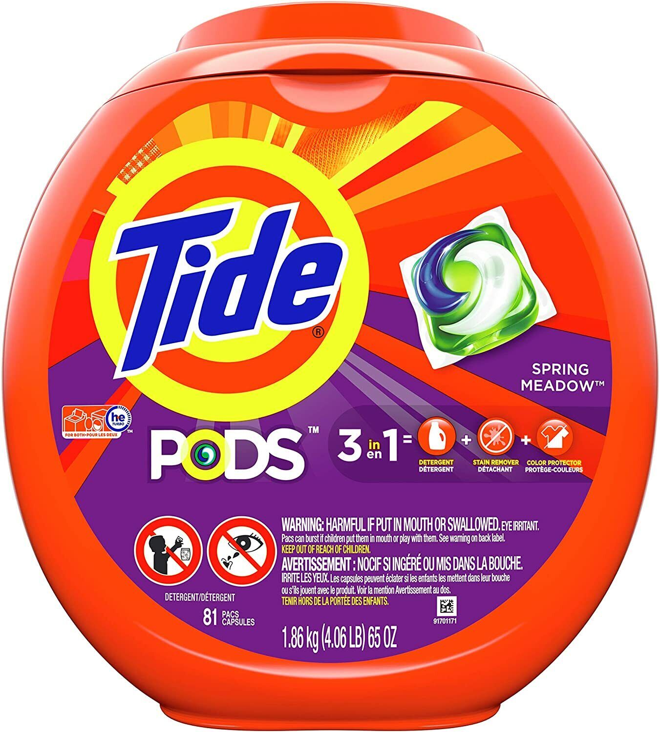 Tide PODS Laundry Detergent Liquid Pacs Capsules, Spring Meadow Scent (81 Count)