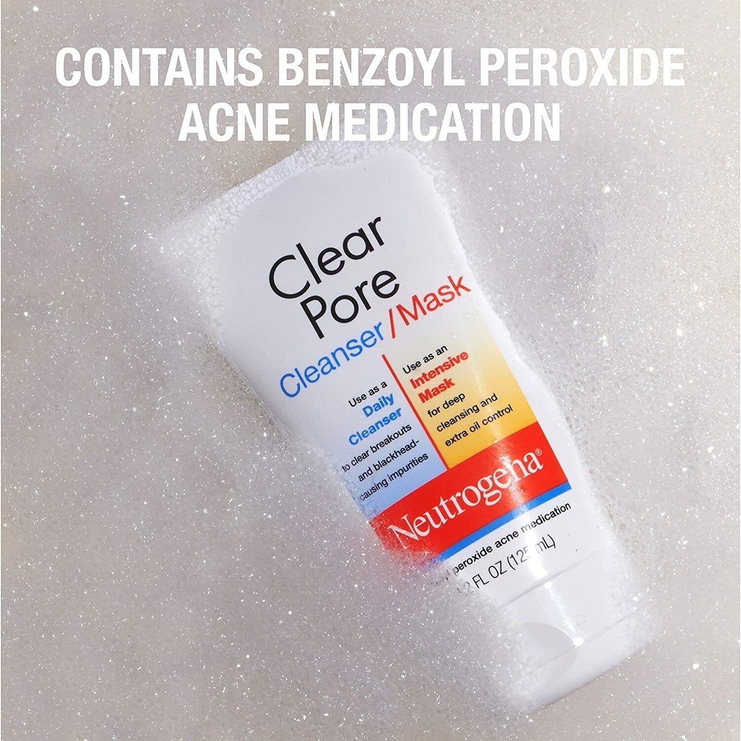 Neutrogena Clear Pore 2-in-1 Acne Cleanser & Face Mask - Benzoyl Peroxide 125mL