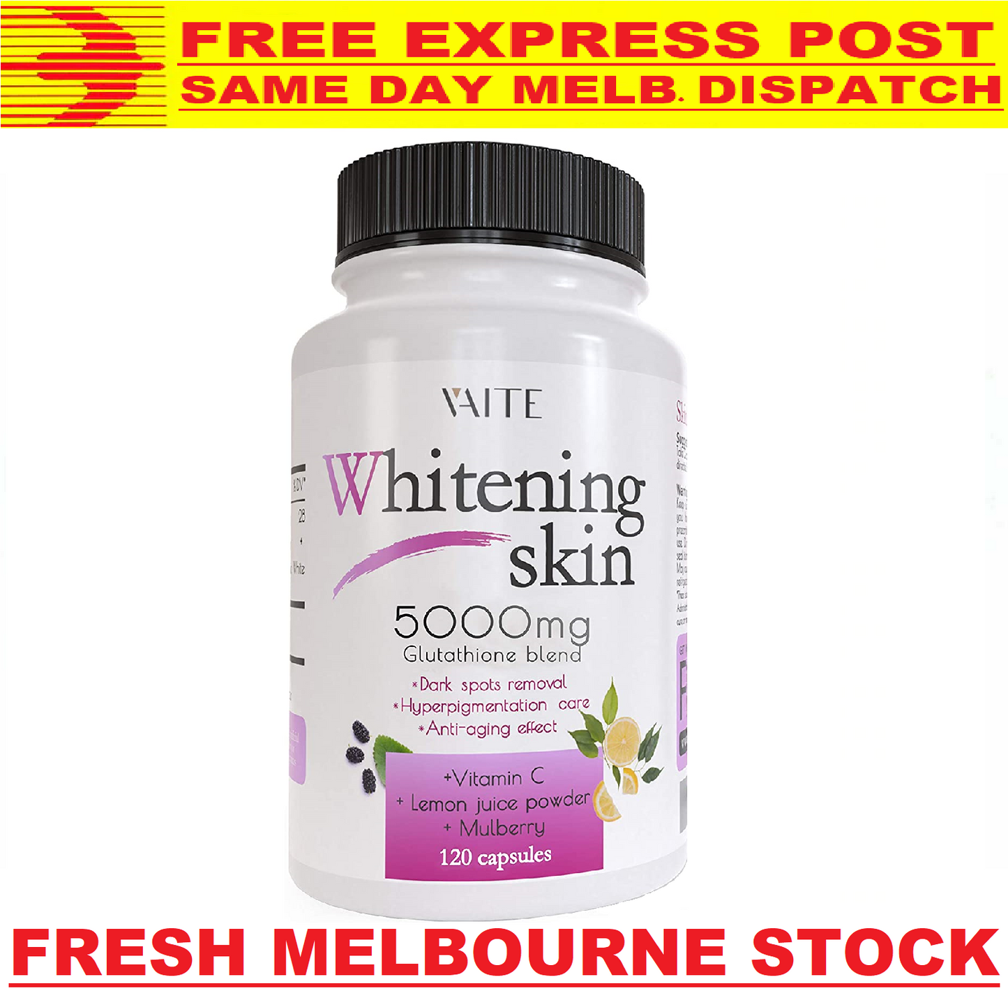 GLUTATHIONE PREMIUM SKIN WHITENING 5000mg 120 V.Caps ANTI-AGING - FREE EXPRESS