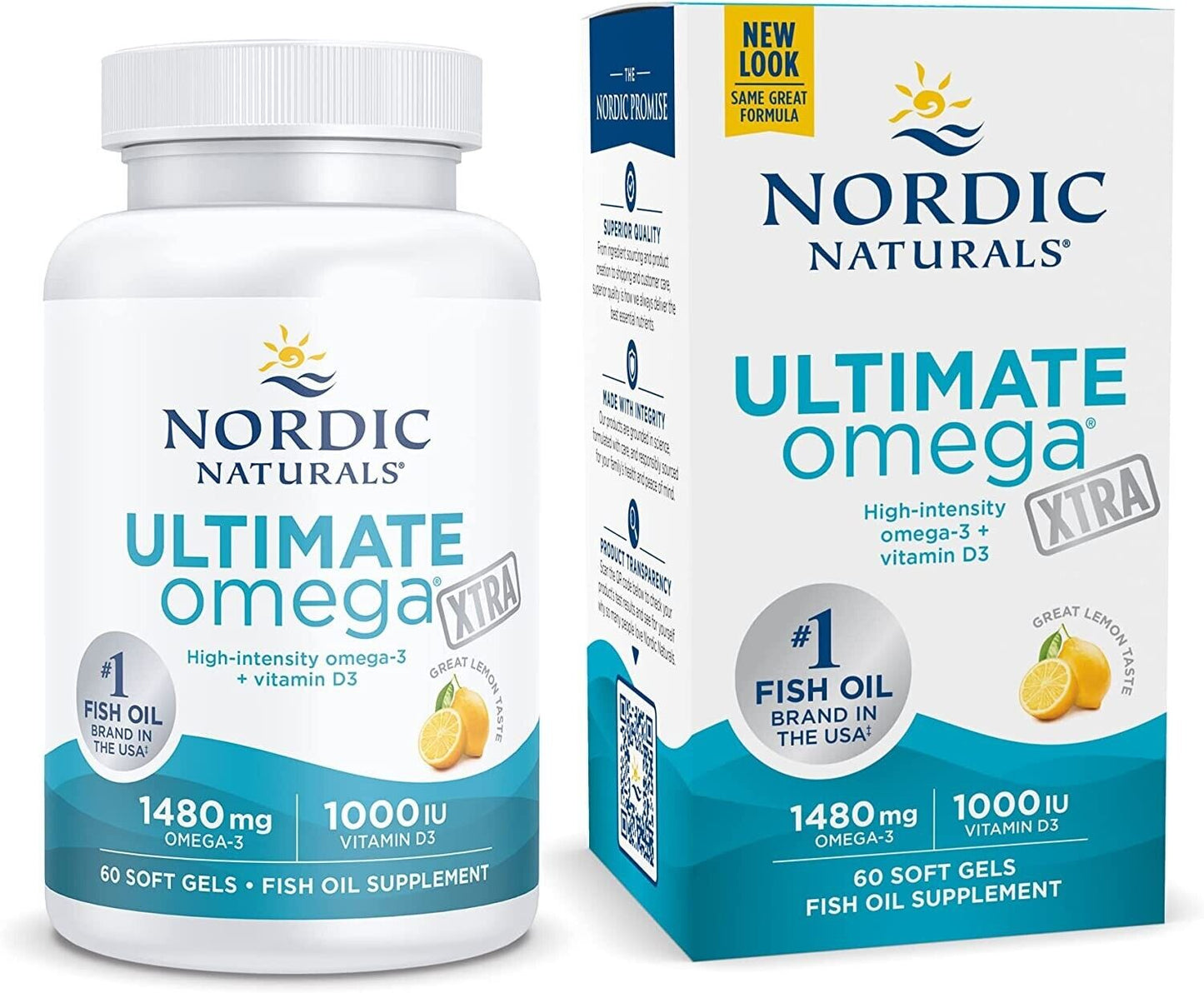 NORDIC NATURALS Ultimate Omega XTRA 1480mg + D3 1000 IU - 60 Soft Gels Lemon