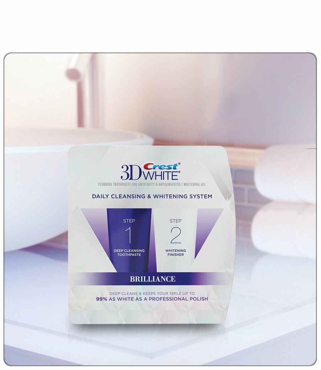 CREST 3D WHITE BRILLIANCE DAILY CLEANSING TOOTHPASTE & WHITENING GEL 2 STEP KIT