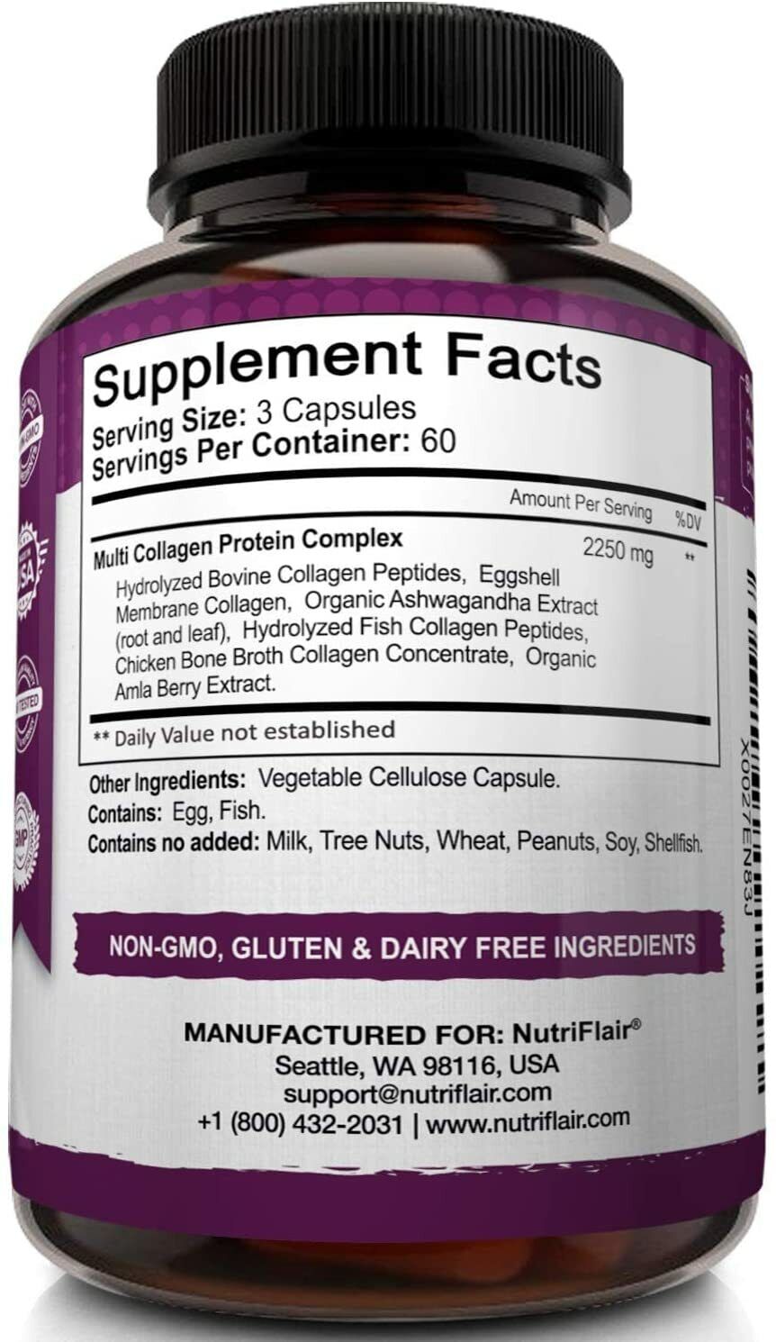 NutrFlair COLLAGEN COMPLEX 2250mg 180 Caps Type 1 2 3 4 & 5 - FREE EXPRESS POST