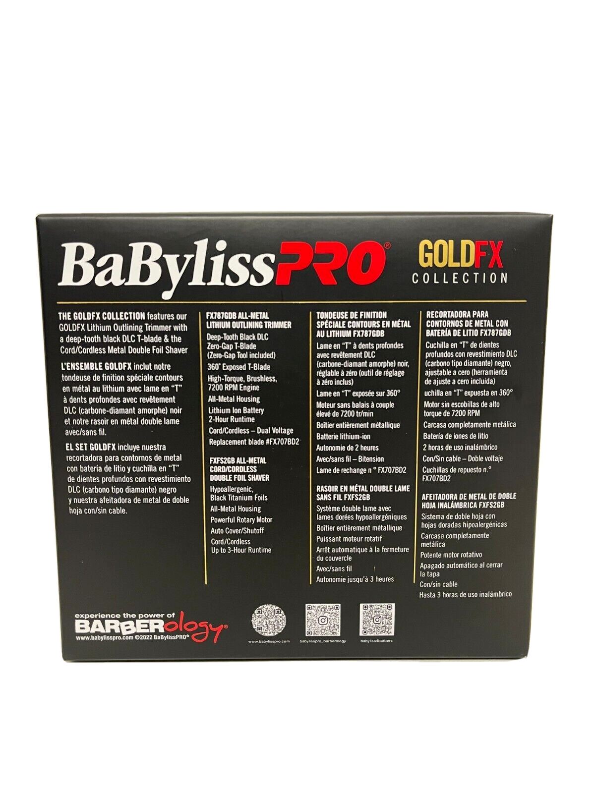 BabylissPRO GOLDFX Collection Lithium Outliner Trimmer + Double Foil Shaver GOLD