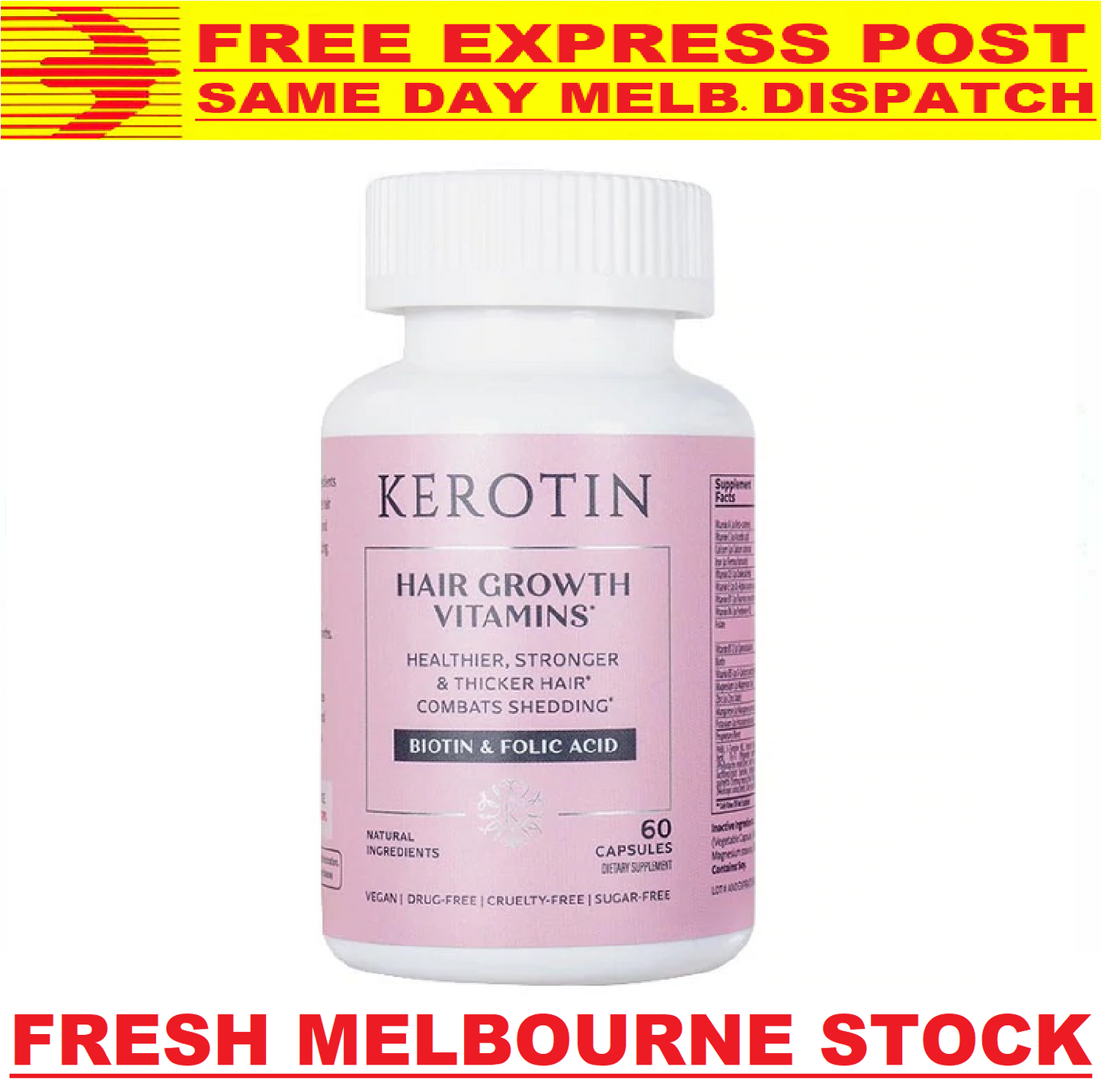 KEROTIN HAIR GROWTH VITAMINS Hair Loss DHT Blocker Supplement - FREE EXPRESS