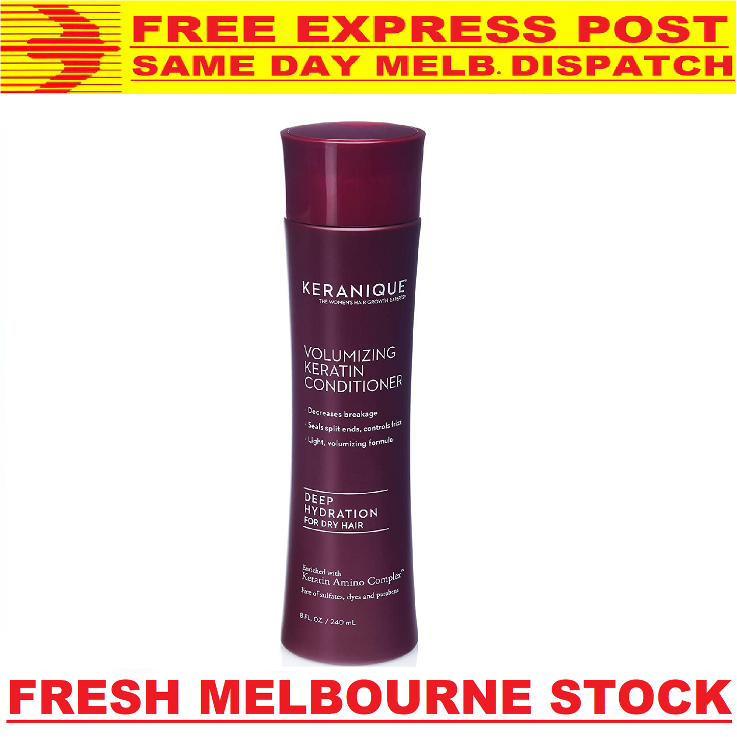 KERANIQUE Keratin Conditioner Hair Regrowth DEEP HYDRATION 240mL - FREE EXPRESS