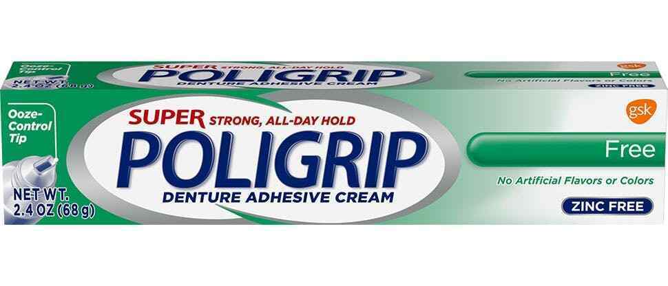Super Poligrip Zinc Free Denture Adhesive Cream - All Day Strong Hold & Seal 68g