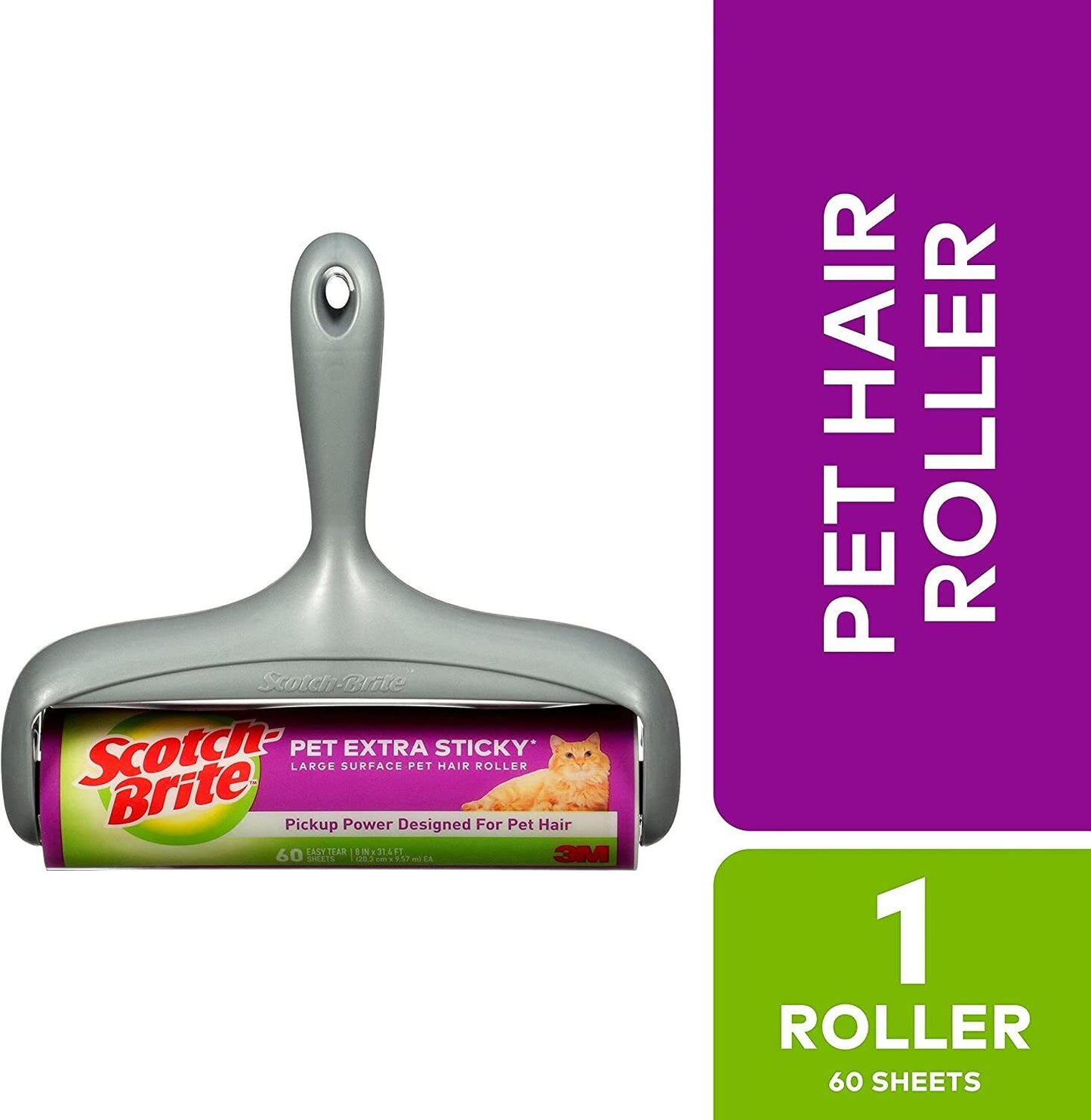 Scotch Brite Extra Sticky LARGE Surface Pet Hair Roller Fluff Remover 60 Sheets
