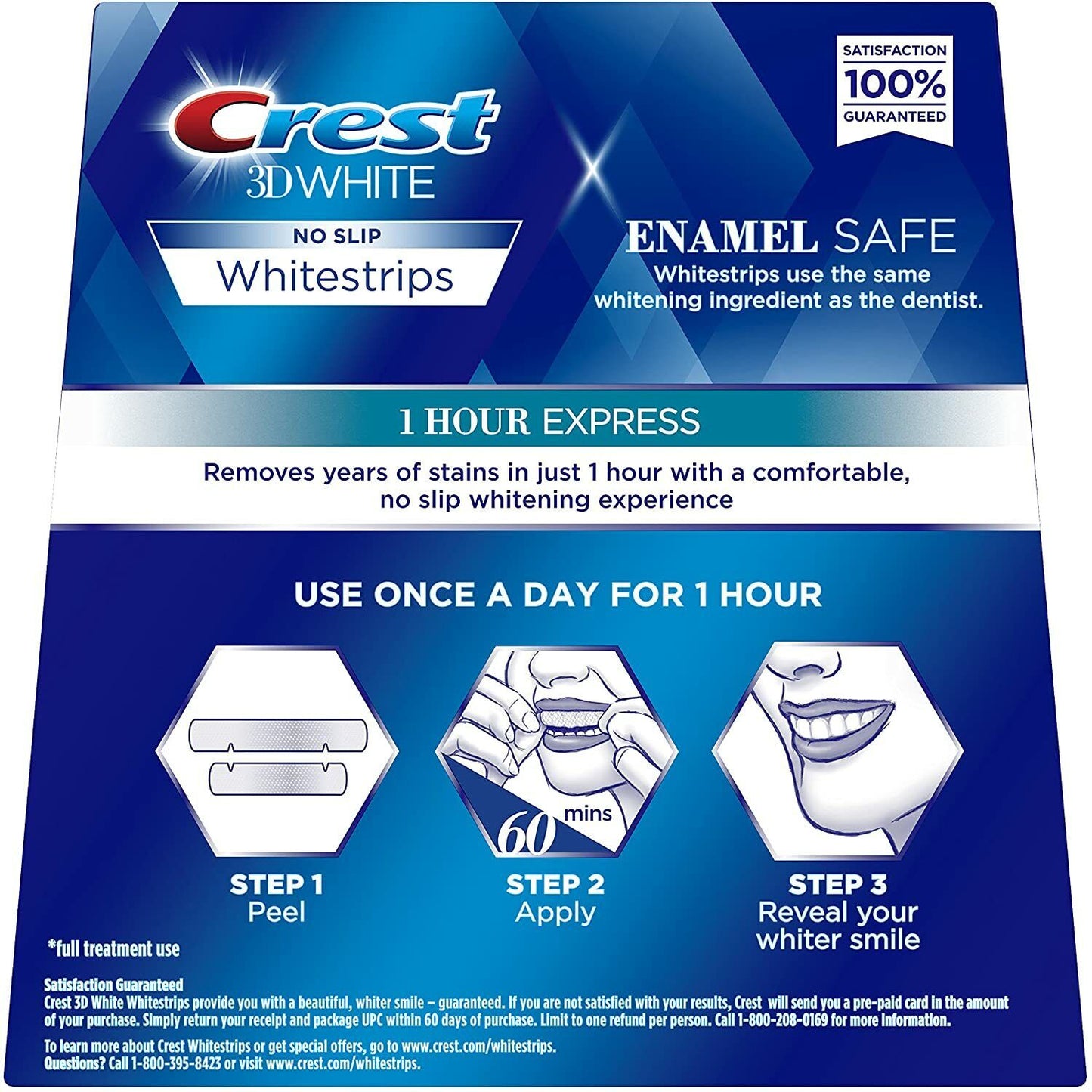 Crest 3D 20 x 1 Hour Express Teeth Whitening Strips White 10 Pouches SEALED BOX