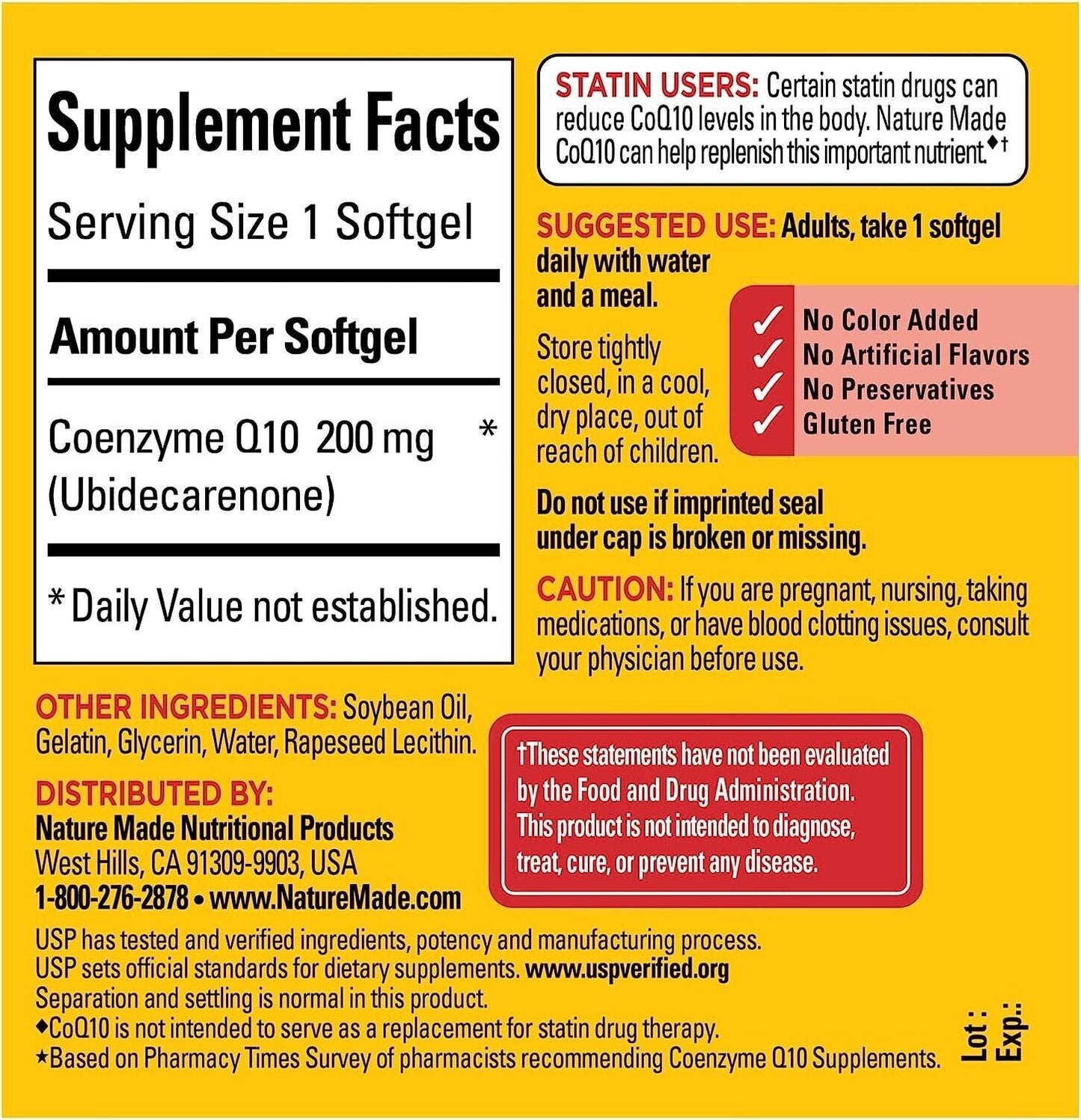 NATURE MADE CoQ10 200mg Support Heart Health & Energy Production - 40 Soft Gels