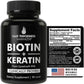BIOTIN 10000 mcg + KERATIN 500mg HAIR GROWTH VITAMINS REDUCE HAIR LOSS - 30 CAPS
