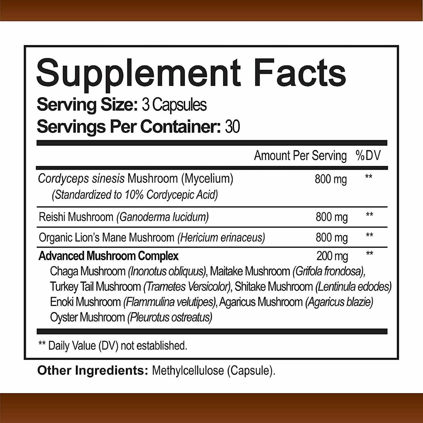 NUTRIFLAIR MUSHROOM COMPLEX 2600mg 90 Caps Immune Memory Support - FREE EXPRESS