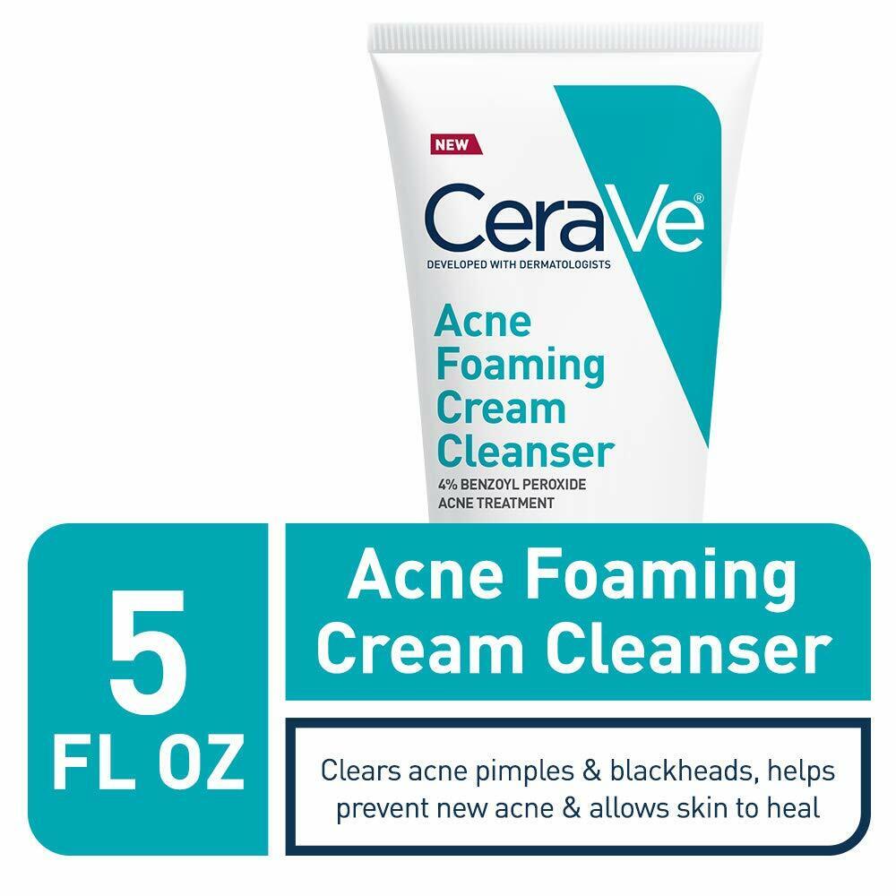 CeraVe Acne Treatment Foaming Cream Face Cleanser 4% Benzoyl Peroxide 150 mL NEW