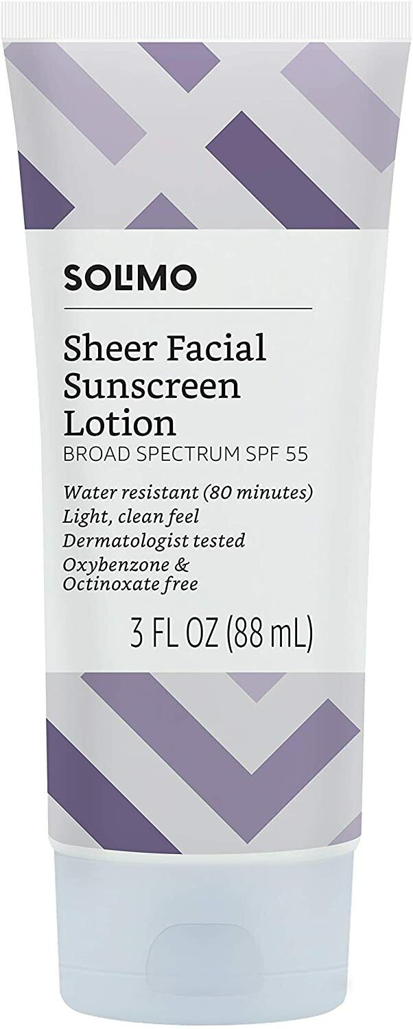 Solimo Sheer Facial Sunscreen Lotion SPF55 UV Protect PA+++ Water Resistant 88mL