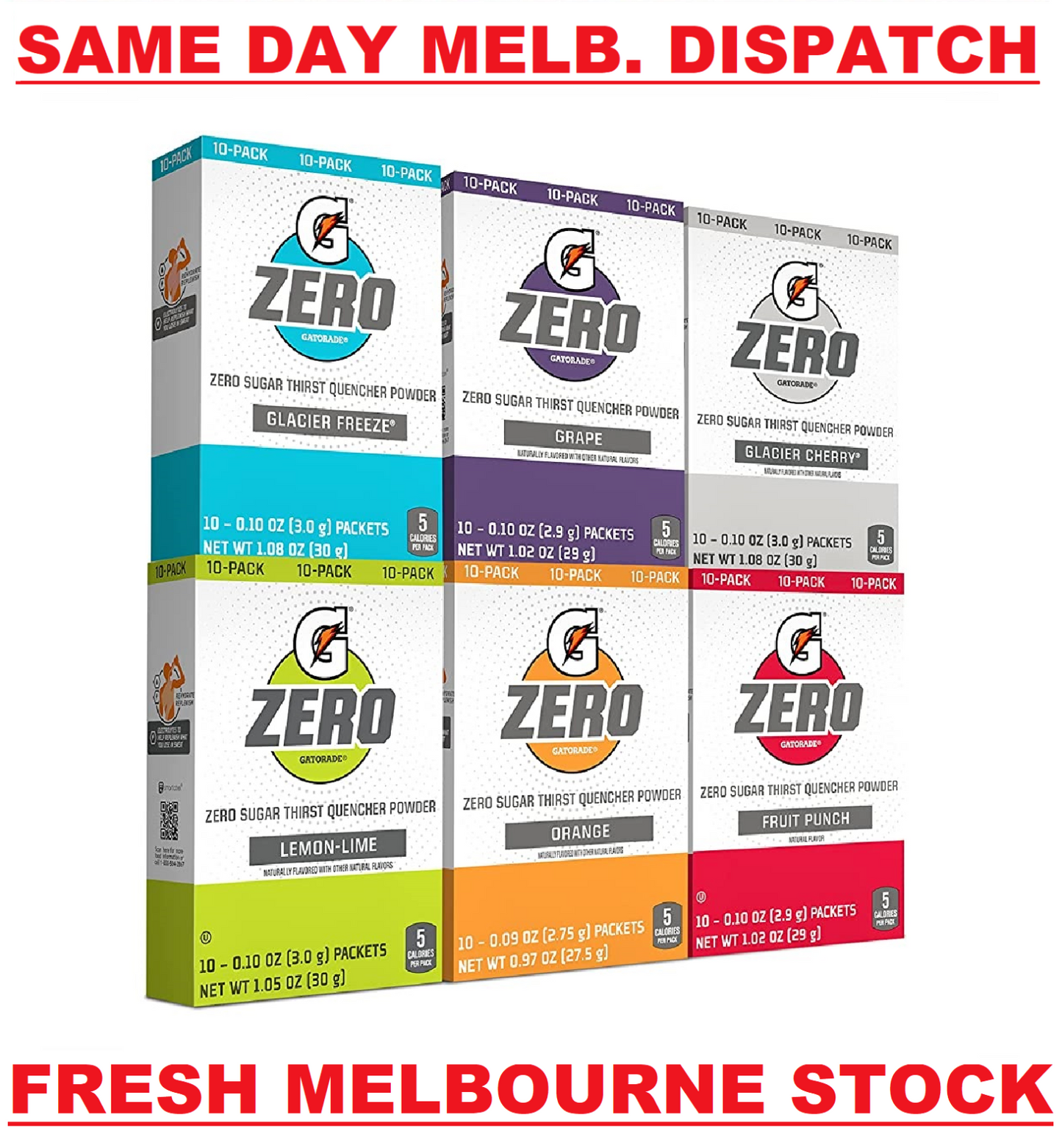 Gatorade Zero Sports Drink Powder - 10 Servings - Sugar Free - 6 Flavour Choices