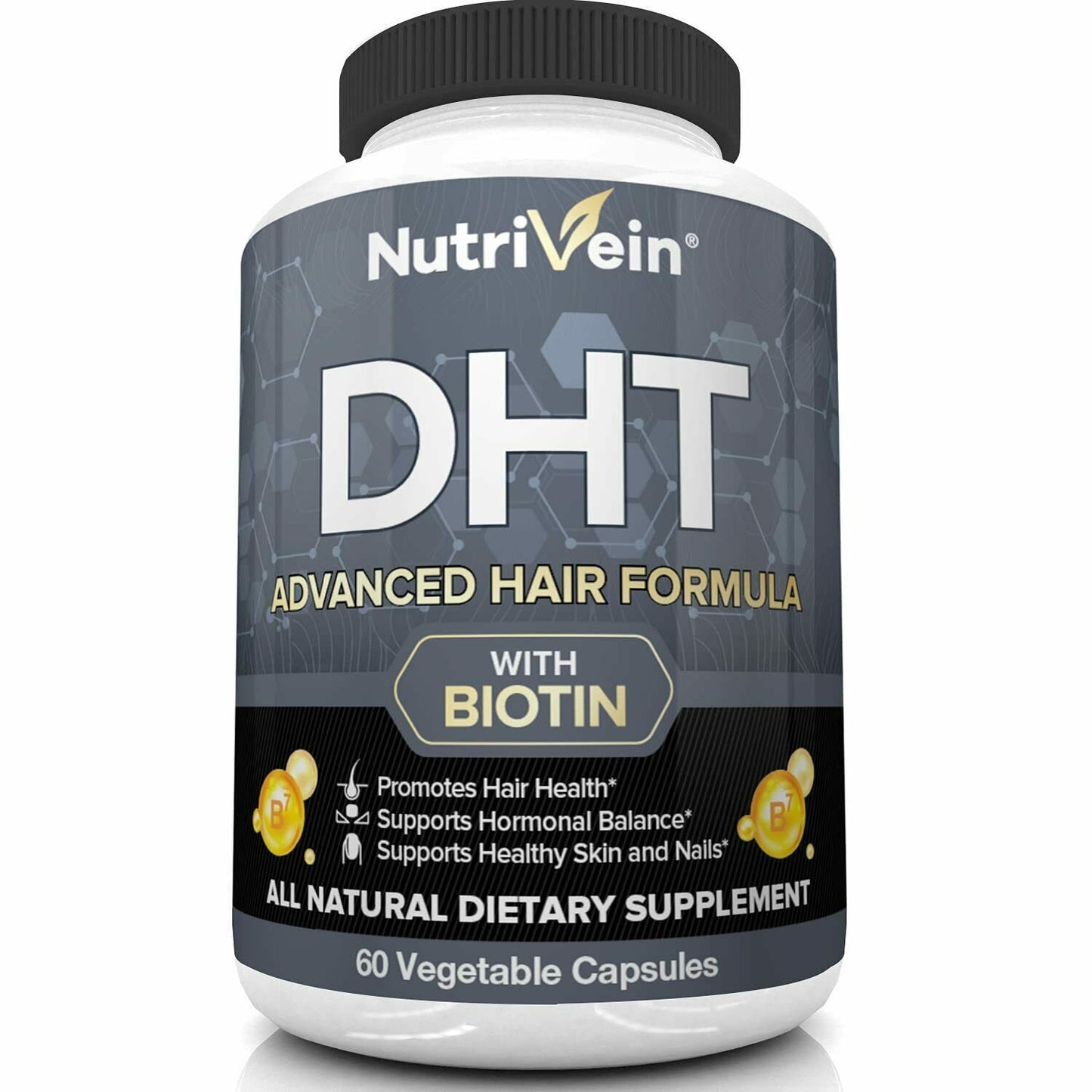 NutriVein DHT Blocker + Biotin Advanced Hair Formula Growth Vitamins Supplement