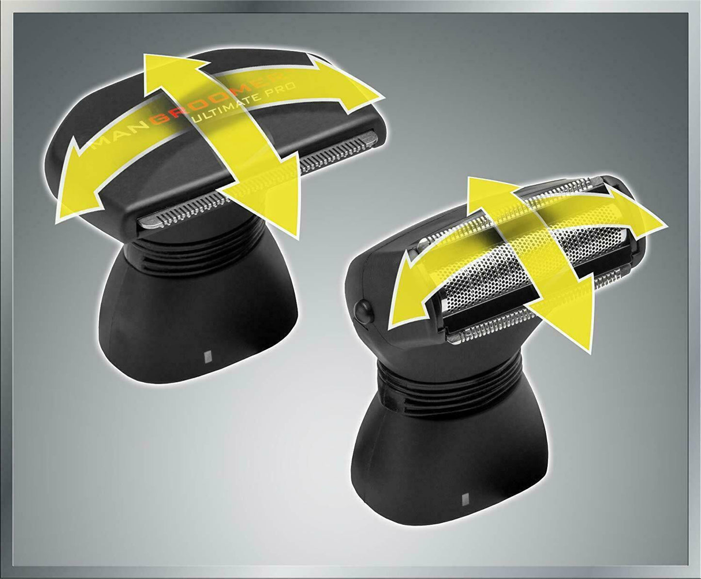 Mangroomer Ultimate Pro Back Shaver 2 Shock Absorber Flex Heads Power Hinge NEW