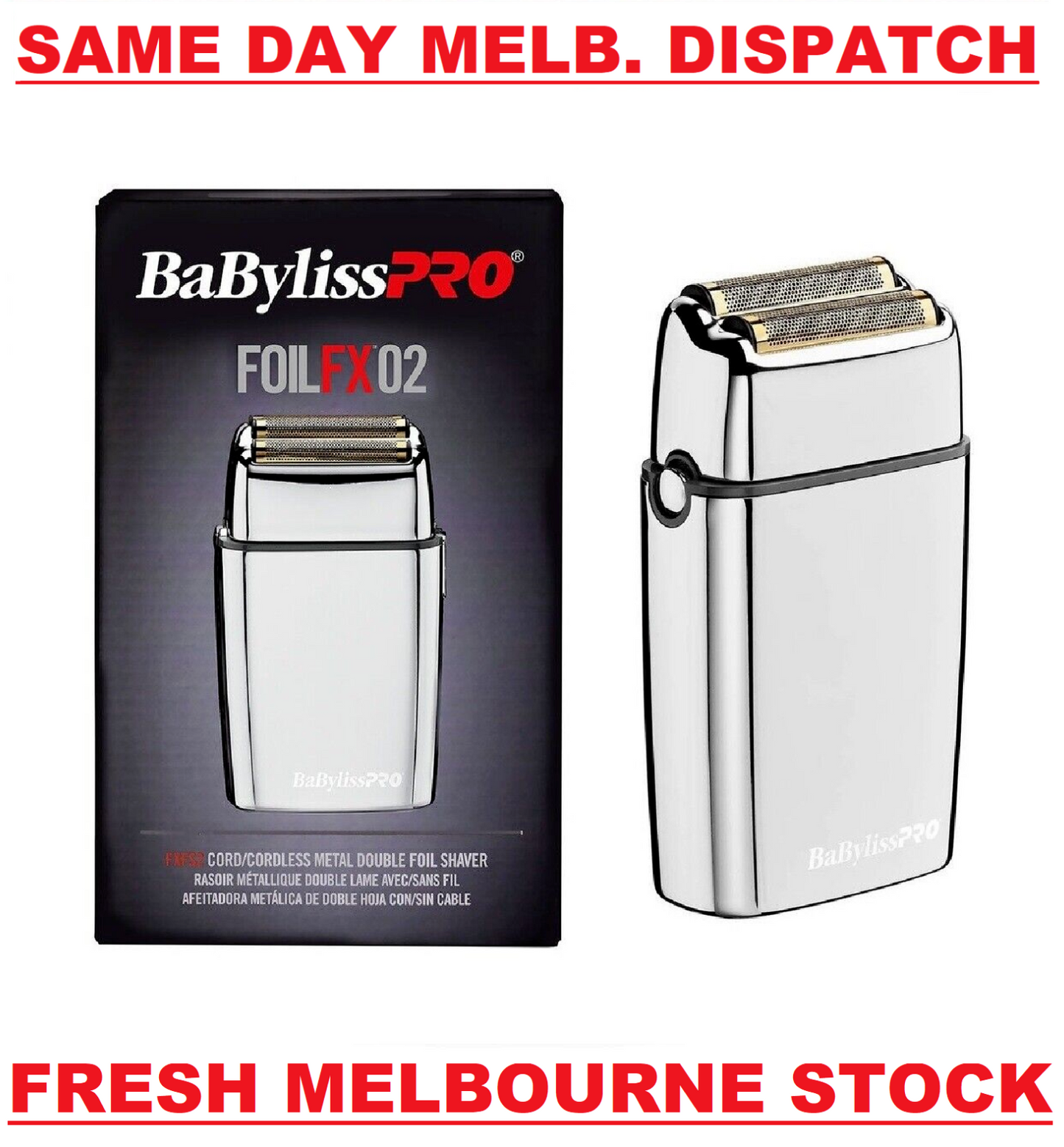 BabylissPRO FoilFX02 Metal Double Foil FX02 Hair Shaver Babyliss FXFS2 SILVER